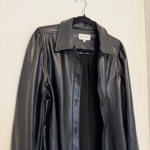 Revolve Michael Stars Black Vegan Leather Shirt Jacket Size Small Women’s - Picture 5 of 9